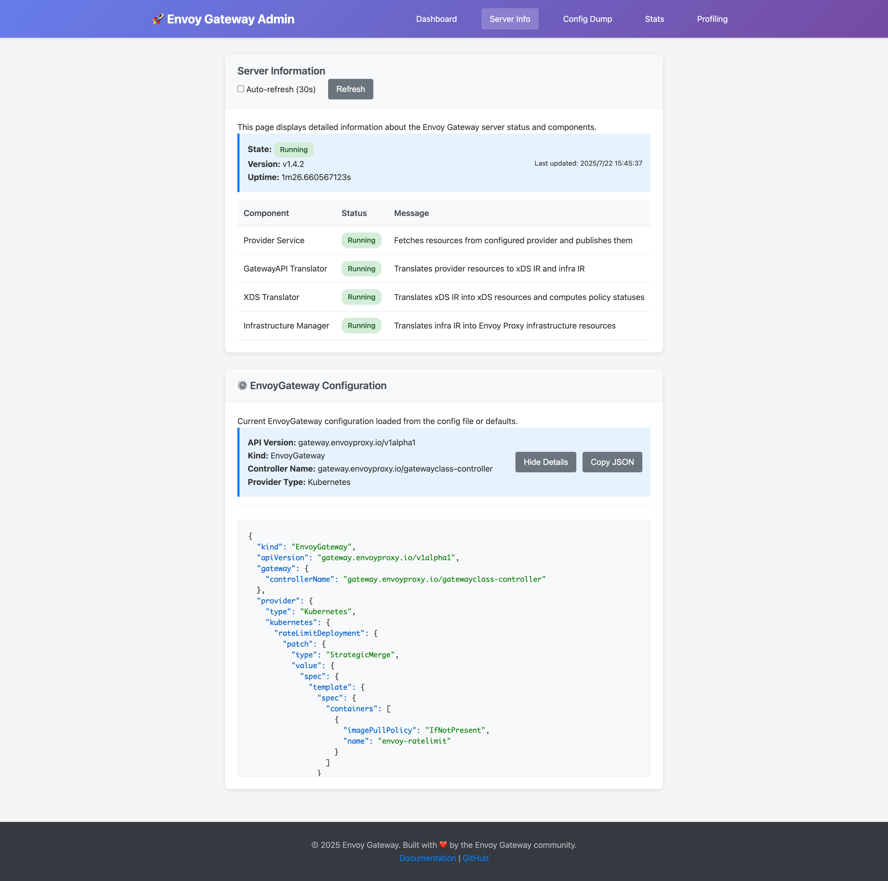 Server Information Page